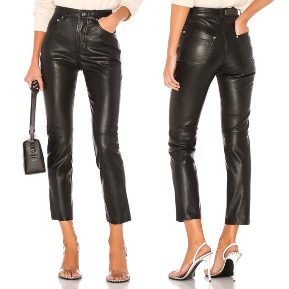 GRLFRND Shiloh Leather Pants Black